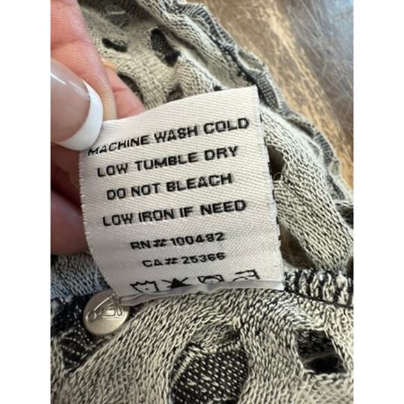 "NEON BUDDHA" Sleeveless Tunic Top Fishnet Gauze Beachy Ruched Across Front SZ M - Picture 9 of 10